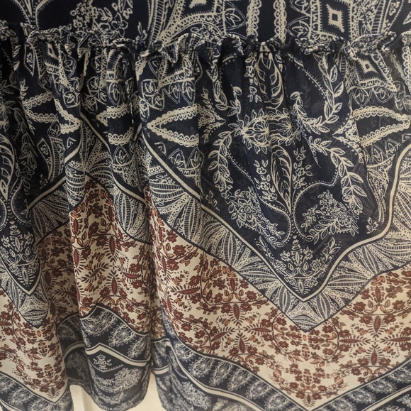 Misa Los Angeles Coco Blue Ruffle Sleeve Floral Dress. Medium - Picture 3 of 6